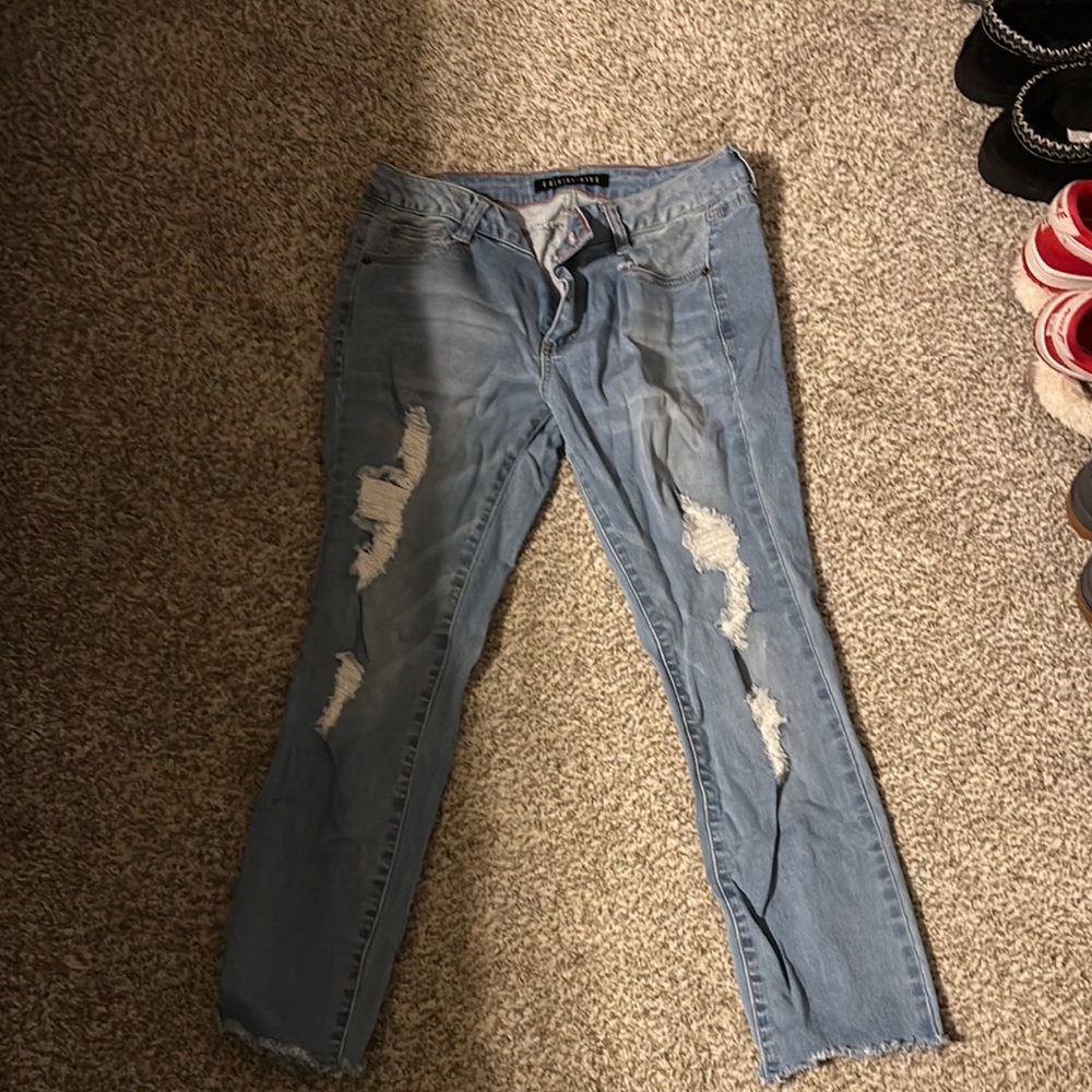 Women's Distressed Blue Jeans